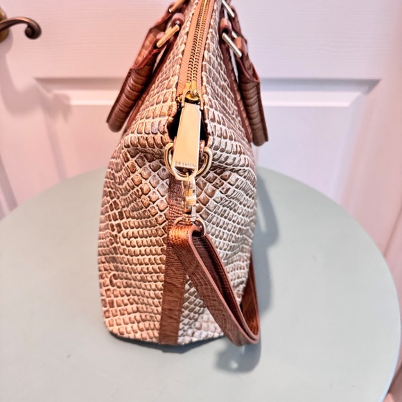 Brahmin Handbag, Tan Leather, Snakeskin Look - Picture 6 of 10